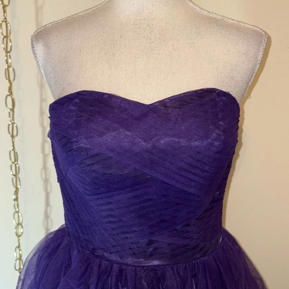 Hell Bunny Vixen Purple Strapless Tulle Midi Dress - Picture 5 of 8